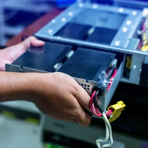 A man maintaining a server