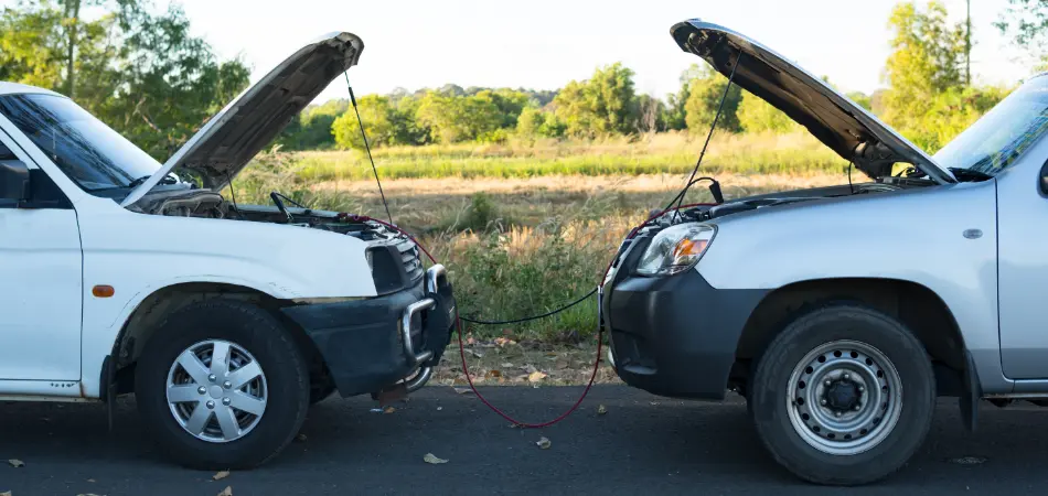 A bar with a dead battery gets a jump