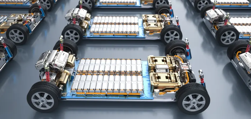 Electric vehicle chassis in the factory